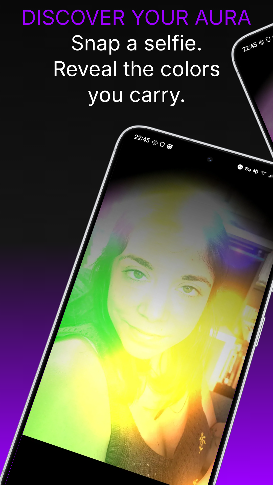 Selfie with violet and gold aura